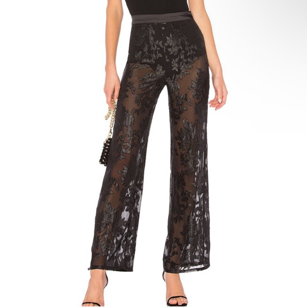 Lpa 592 Black Lurex Sheer Pants